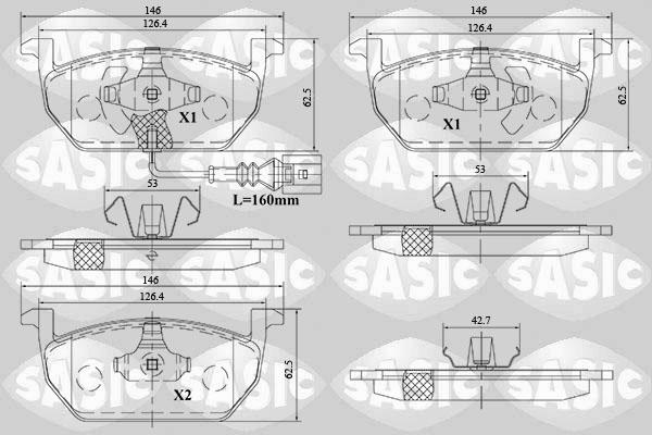 Sasic 6216164 - Комплект спирачно феродо, дискови спирачки vvparts.bg