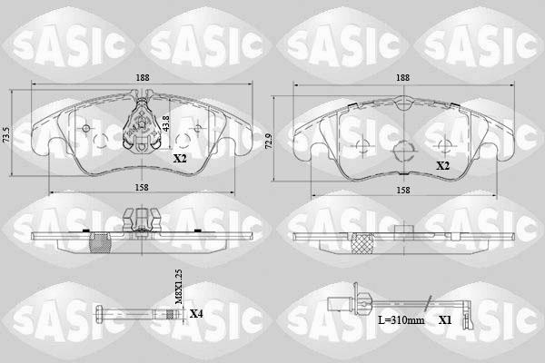 Sasic 6216103 - Комплект спирачно феродо, дискови спирачки vvparts.bg