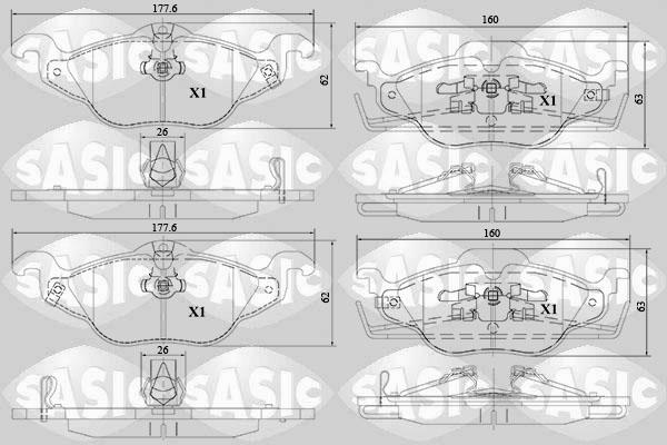 Sasic 6216120 - Комплект спирачно феродо, дискови спирачки vvparts.bg