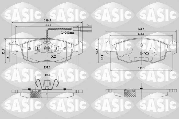 Sasic 6216171 - Комплект спирачно феродо, дискови спирачки vvparts.bg