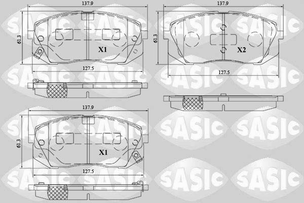 Sasic 6216214 - Комплект спирачно феродо, дискови спирачки vvparts.bg