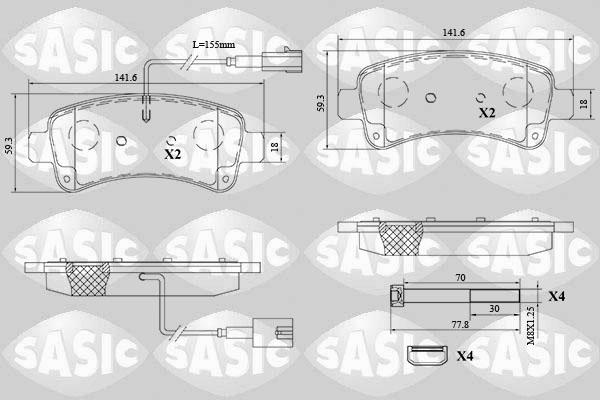 Sasic 6210091 - Комплект спирачно феродо, дискови спирачки vvparts.bg