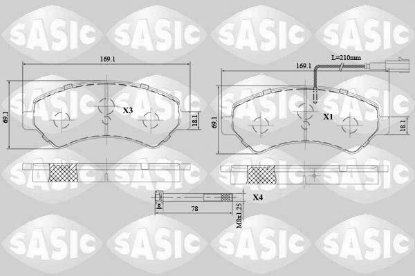 Sasic 6210069 - Комплект спирачно феродо, дискови спирачки vvparts.bg