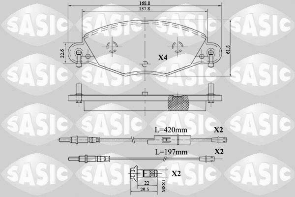 Sasic 6210062 - Комплект спирачно феродо, дискови спирачки vvparts.bg