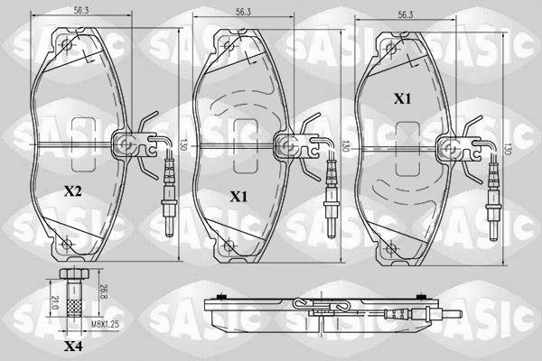 Sasic 6210005 - Комплект спирачно феродо, дискови спирачки vvparts.bg