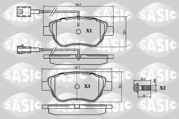 Sasic 6210015 - Комплект спирачно феродо, дискови спирачки vvparts.bg