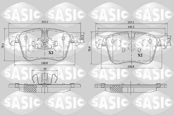 Sasic 6210086 - Комплект спирачно феродо, дискови спирачки vvparts.bg