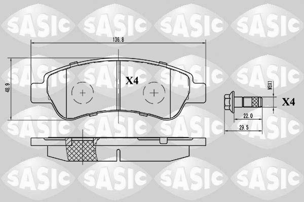 Sasic 6210025 - Комплект спирачно феродо, дискови спирачки vvparts.bg