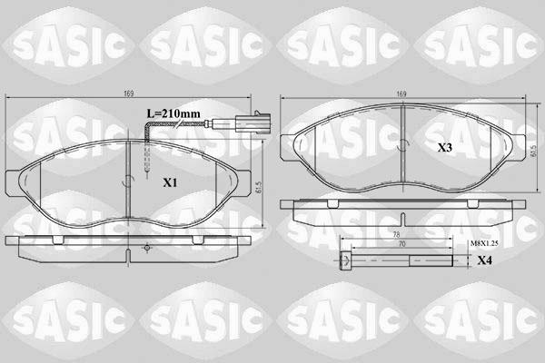 Sasic 6210021 - Комплект спирачно феродо, дискови спирачки vvparts.bg