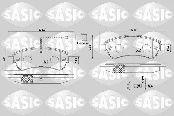 Sasic 6210074 - Комплект спирачно феродо, дискови спирачки vvparts.bg