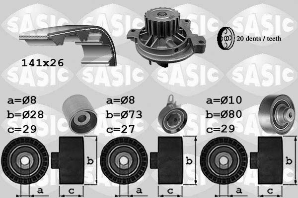 Sasic 3906059 - Водна помпа+ к-кт ангренажен ремък vvparts.bg