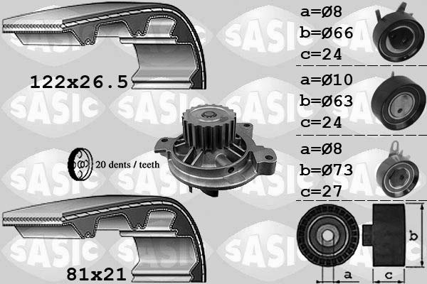 Sasic 3906052 - Водна помпа+ к-кт ангренажен ремък vvparts.bg