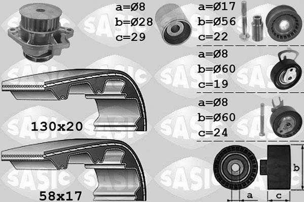 Sasic 3906060 - Водна помпа+ к-кт ангренажен ремък vvparts.bg