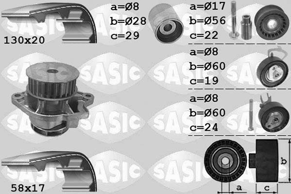 Sasic 3906061 - Водна помпа+ к-кт ангренажен ремък vvparts.bg