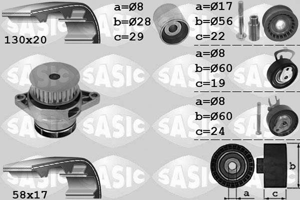 Sasic 3906085 - Водна помпа+ к-кт ангренажен ремък vvparts.bg