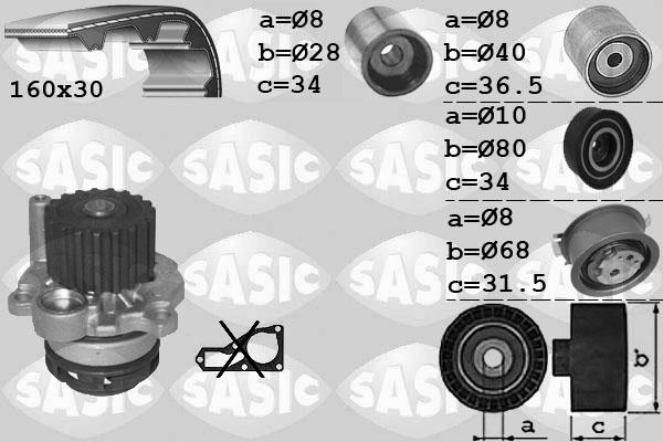 Sasic 3906082 - Водна помпа+ к-кт ангренажен ремък vvparts.bg