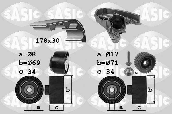 Sasic 3906030 - Водна помпа+ к-кт ангренажен ремък vvparts.bg