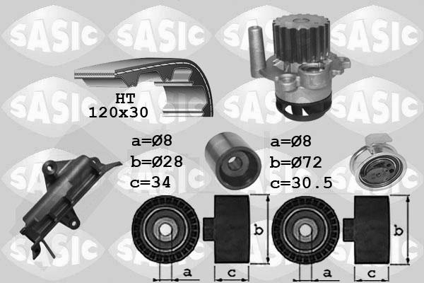 Sasic 3906025 - Водна помпа+ к-кт ангренажен ремък vvparts.bg