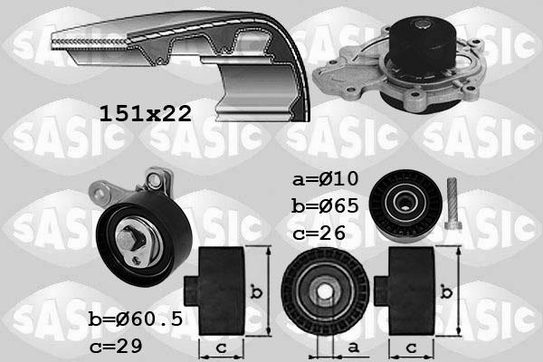 Sasic 3906108 - Водна помпа+ к-кт ангренажен ремък vvparts.bg