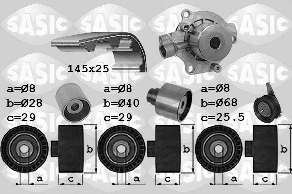 Sasic 3906102 - Водна помпа+ к-кт ангренажен ремък vvparts.bg