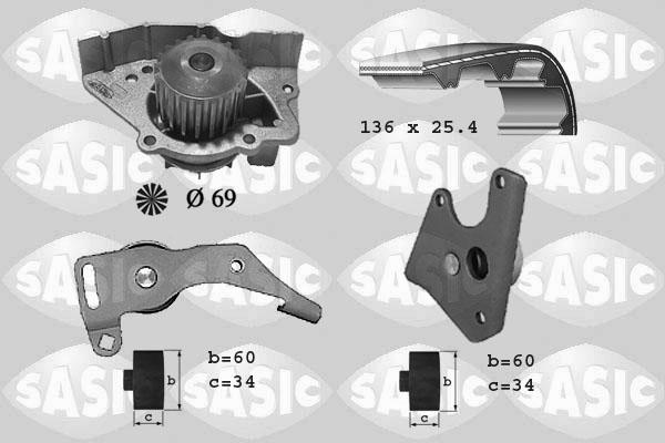 Sasic 3900004 - Водна помпа+ к-кт ангренажен ремък vvparts.bg