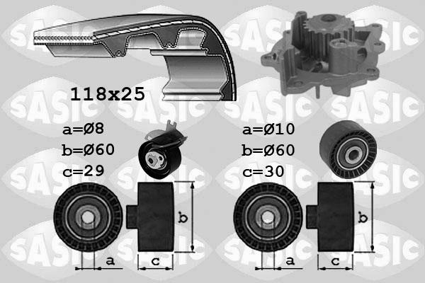 Sasic 3900039 - Водна помпа+ к-кт ангренажен ремък vvparts.bg