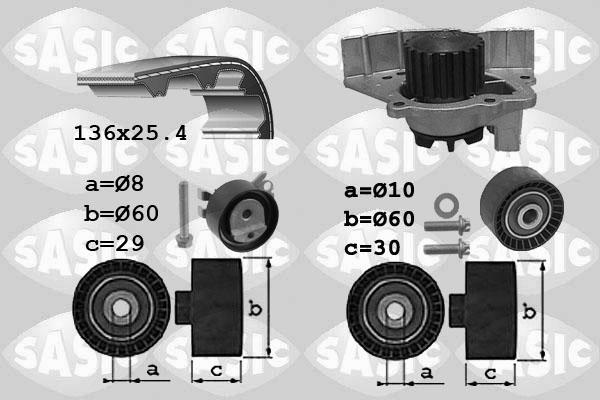 Sasic 3900034 - Водна помпа+ к-кт ангренажен ремък vvparts.bg