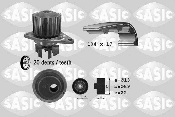 Sasic 3900020 - Водна помпа+ к-кт ангренажен ремък vvparts.bg