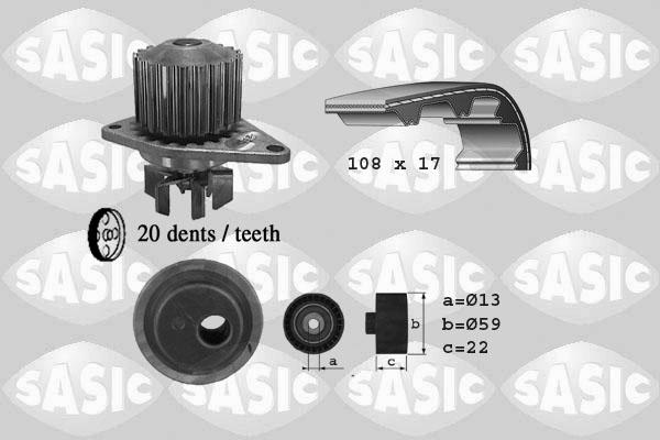 Sasic 3900021 - Водна помпа+ к-кт ангренажен ремък vvparts.bg