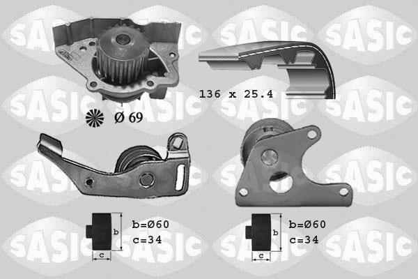 Sasic 3900022 - Водна помпа+ к-кт ангренажен ремък vvparts.bg