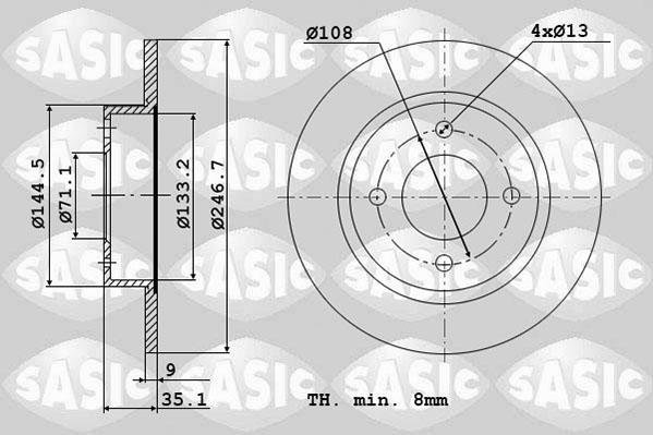 Sasic 2464W94J - Спирачен диск vvparts.bg