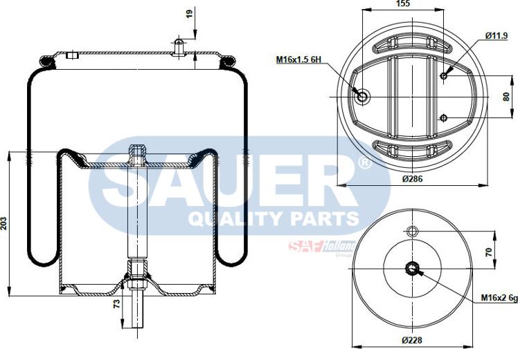 SAUER S2296700302 - Маншон, въздушно окачване vvparts.bg