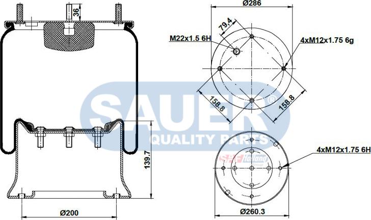 SAUER S2290810300 - Маншон, въздушно окачване vvparts.bg