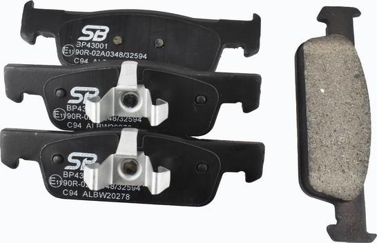 SB BP43001 - Комплект спирачно феродо, дискови спирачки vvparts.bg