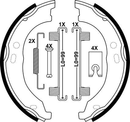 SB BS41003 - Комплект спирачна челюст, ръчна спирачка vvparts.bg