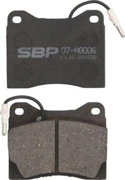 SBP 07-AG006 - Комплект спирачно феродо, дискови спирачки vvparts.bg