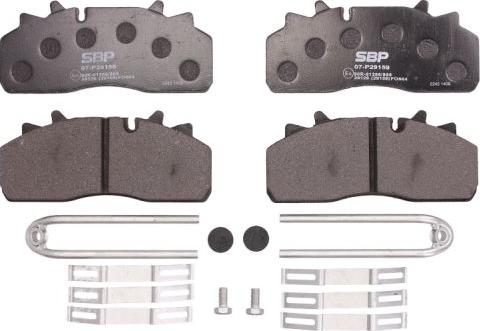 SBP 07-P29159 - Комплект спирачно феродо, дискови спирачки vvparts.bg