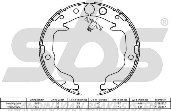 SBS 1849.2793799 - Комплект спирачна челюст, ръчна спирачка vvparts.bg