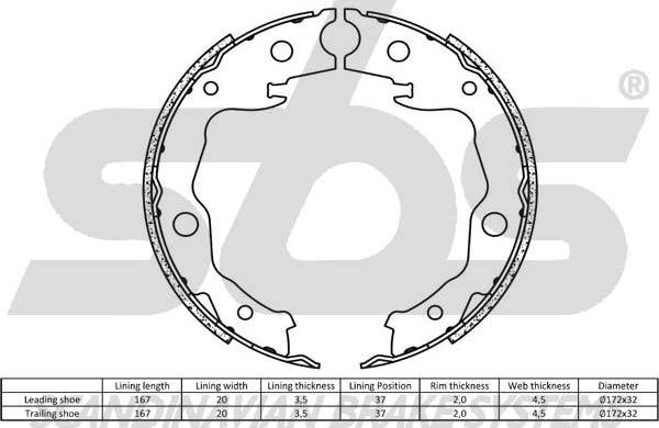 SBS 1849.2745743 - Комплект спирачна челюст vvparts.bg