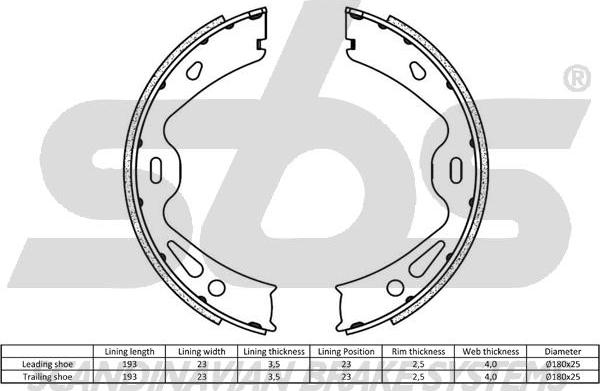 SBS 18492747866 - Комплект спирачна челюст, ръчна спирачка vvparts.bg