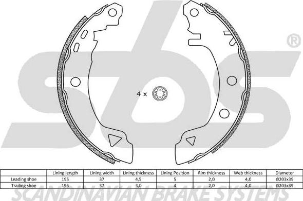 SBS 18492710487 - Комплект спирачна челюст vvparts.bg