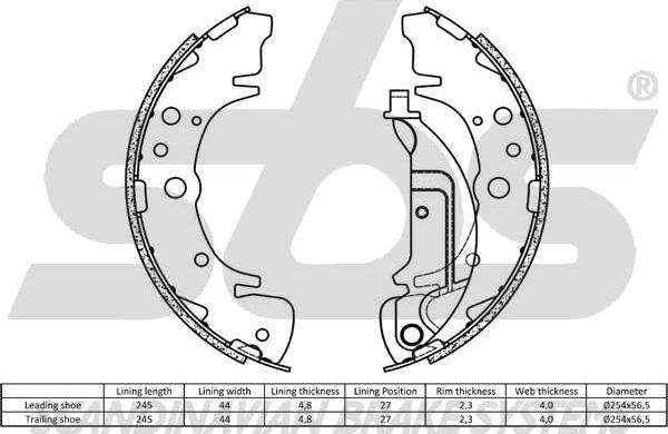 SBS 18492734666 - Комплект спирачна челюст vvparts.bg