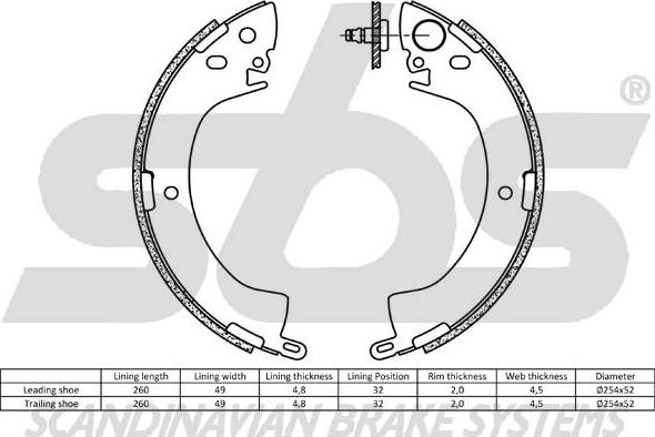 SBS 18492730420 - Комплект спирачна челюст vvparts.bg