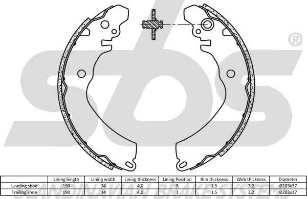 SBS 18492730568 - Комплект спирачна челюст vvparts.bg