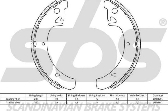 SBS 18492723442 - Комплект спирачна челюст vvparts.bg