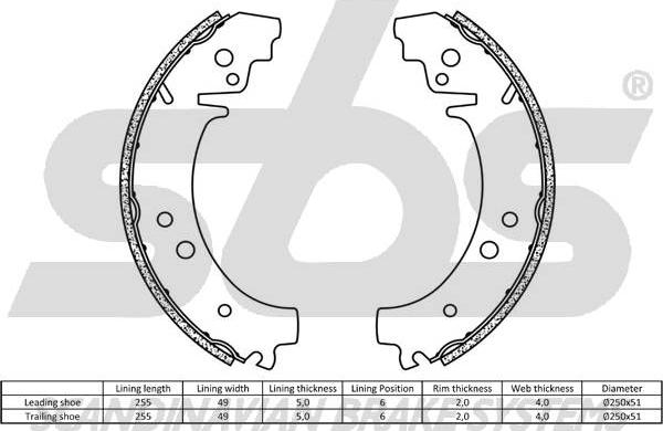 SBS 18492723360 - Комплект спирачна челюст vvparts.bg