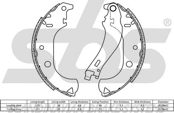 SBS 18502723677 - Комплект спирачна челюст vvparts.bg