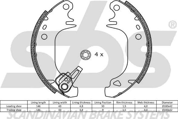 SBS 18512799372 - Комплект спирачна челюст vvparts.bg