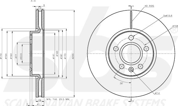 SBS 1815314874 - Спирачен диск vvparts.bg