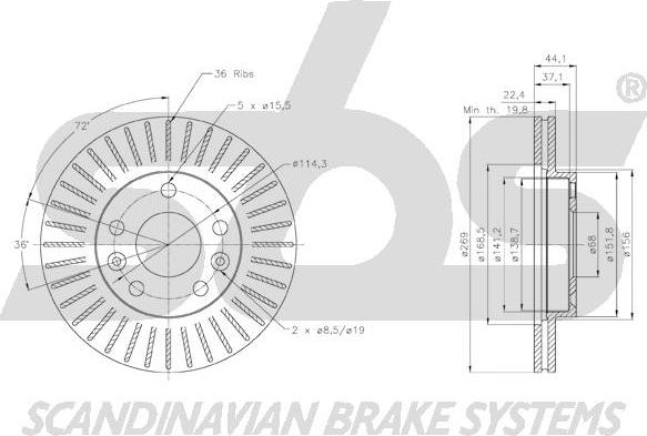 SBS 18153139102 - Спирачен диск vvparts.bg